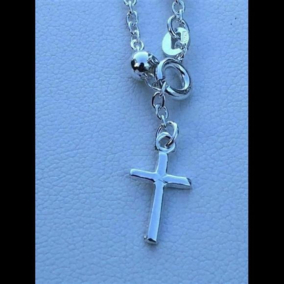 4mm Rosary Bead Rosario Cross Bracelet Genuine Solid 925 Sterling Silver… - Picture 8 of 9